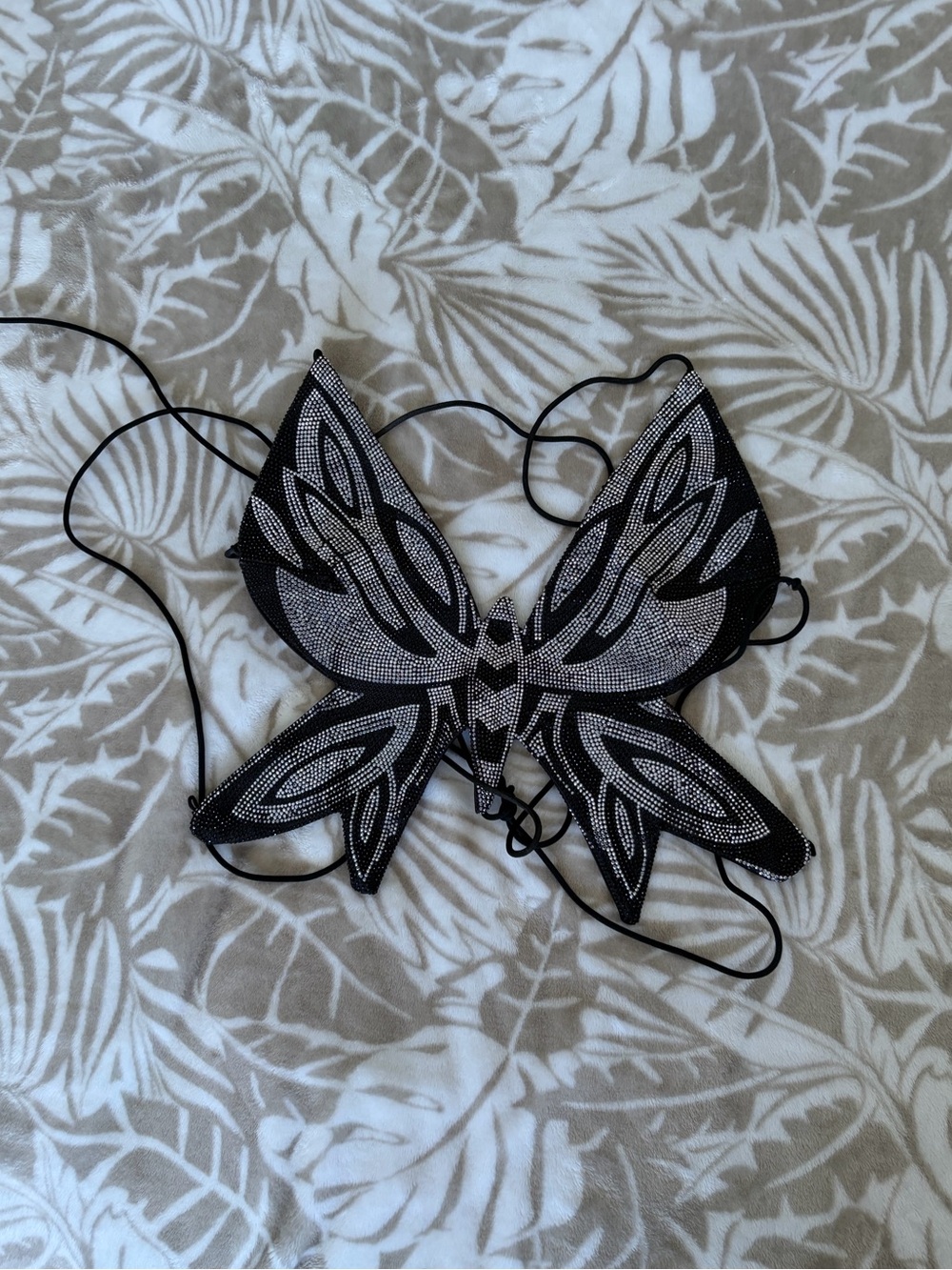 Black Butterfly Appliqué with Silver Embellishment 🦋